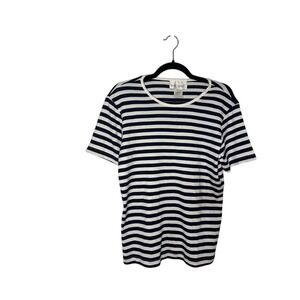 Sport Savvy‎ Striped T-Shirt Women's Short Sleeve Casual Top Navy White
